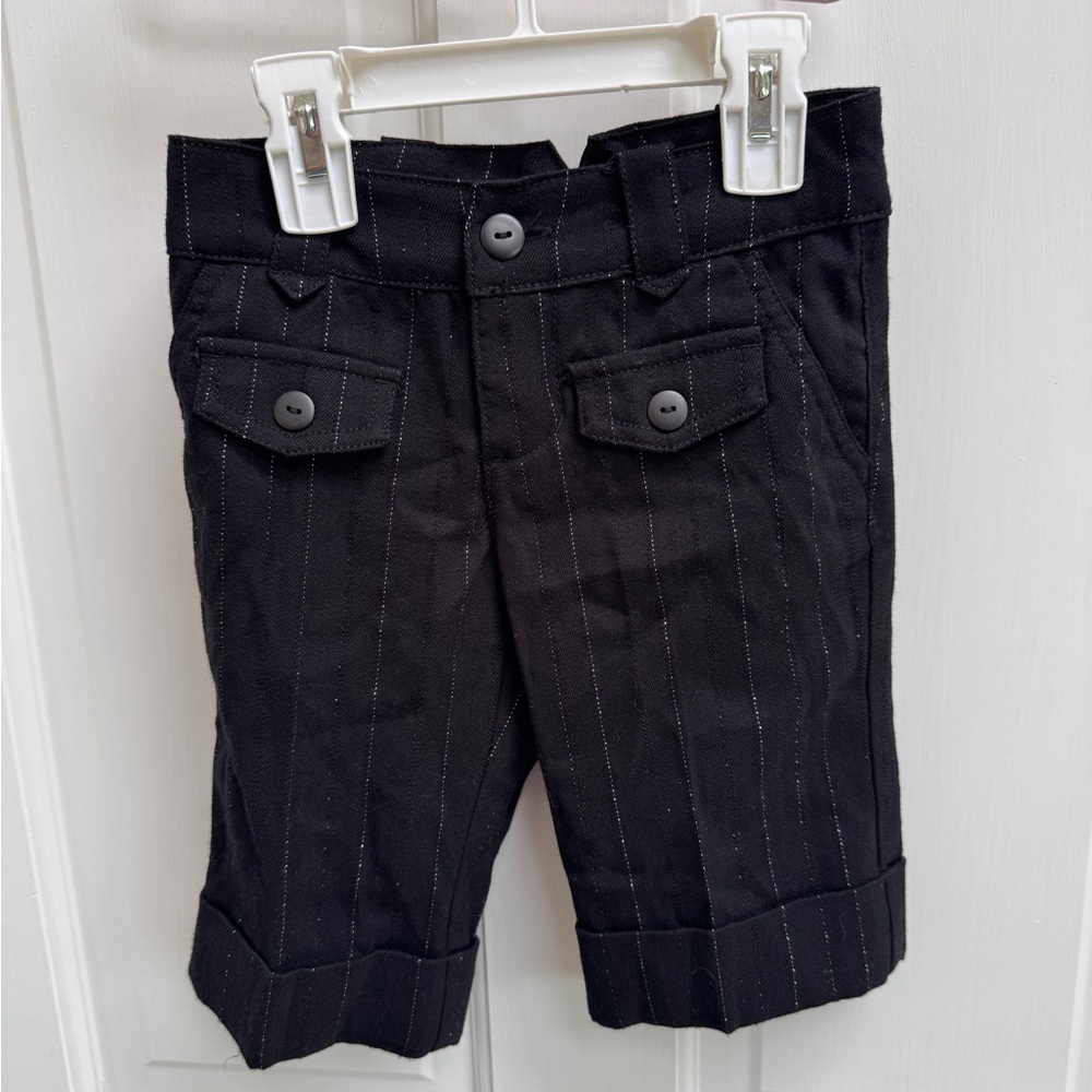 Xhilaration 4T Girls Black & Silver Stripe Formal Bermuda Shorts